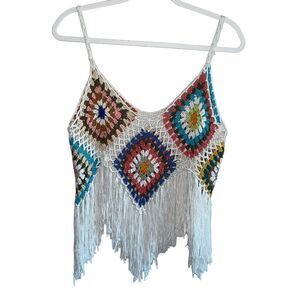 Boho “Adelina” Patchwork Hand Knit Crochet Tank